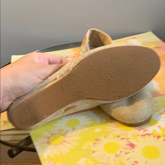 🛍Vintage Wicker Style Women Beige Wedges Size 5-6 - Picture 5 of 7